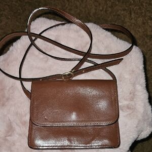 Vintage Vera Pella Florence Made In Italy Brown Leather Crossbody Bag Adj Strap